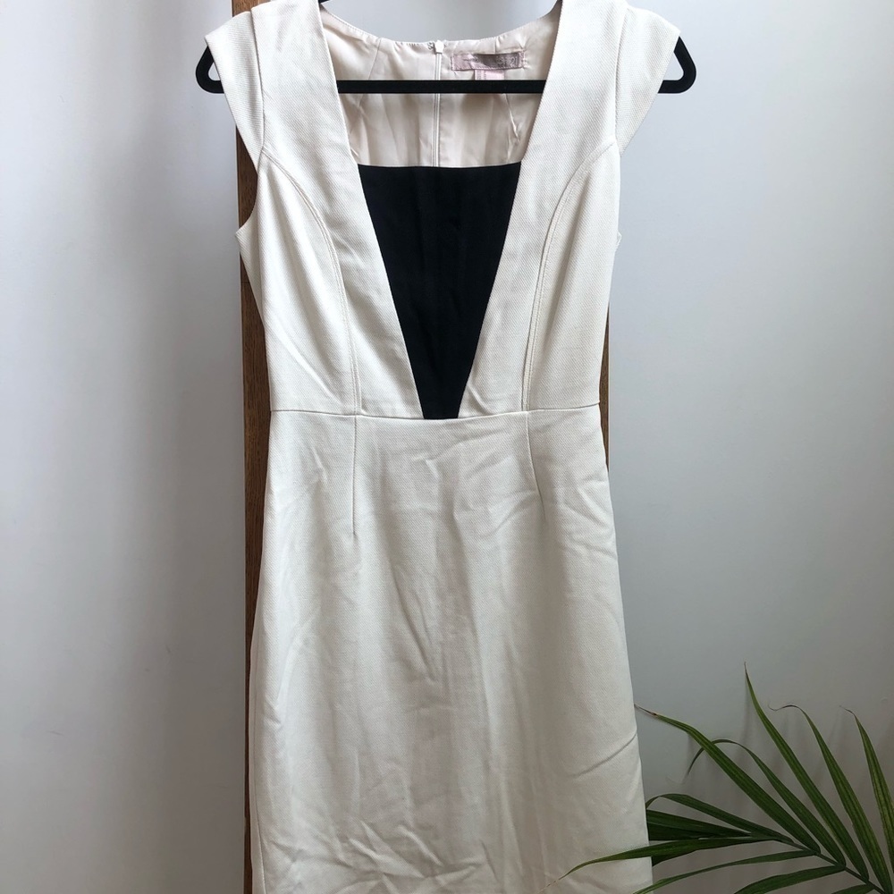 H&M off-white and black body con dress size S